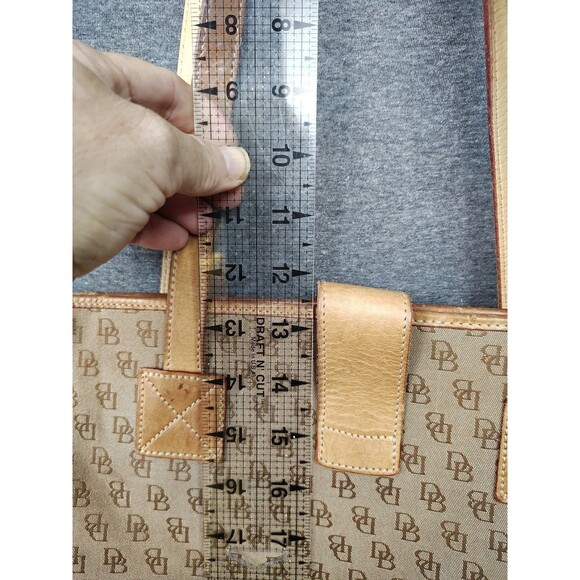 Dooney & Bourke Vintage Brown Monogram Tote Shoulder Bag Purse Leather Canvas - Picture 5 of 10